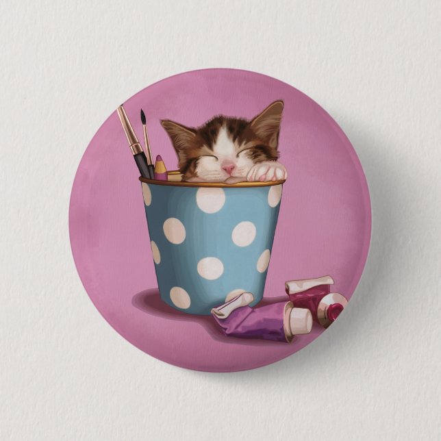 Kitty Nap 6 Cm Round Badge (Front)