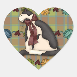 Kitty on Green Red Blue Plaid Sticker