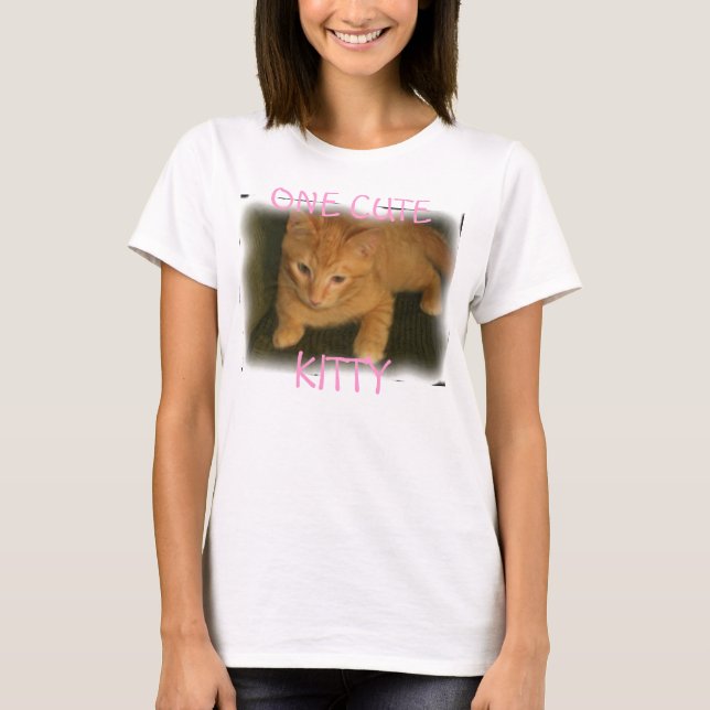 Kitty "ONE CUTE KITTY" Womens Spaghetti Tank (Front)
