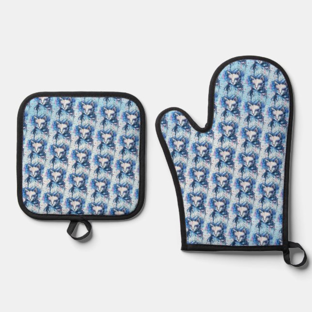 Kitty Oven Mitt & Pot Holder Set (Front)