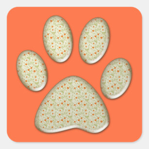 kitty paw print square sticker