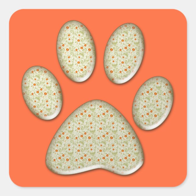 kitty paw print square sticker (Front)