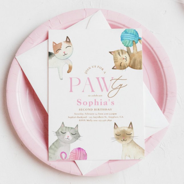 Kitty Paw-ty Birthday Invitation (Creator Uploaded)