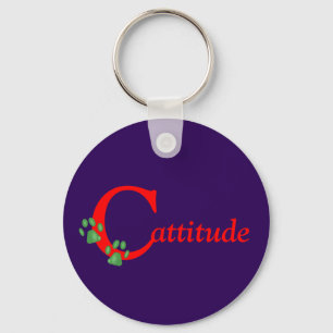 Kitty Paws Cattitude Keychain