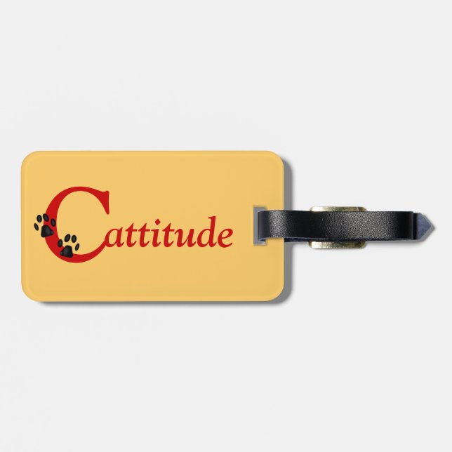 Kitty Paws Cattitude Luggage Tag (Back Horizontal)