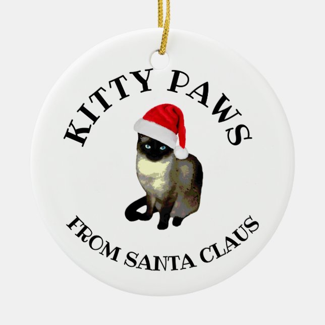 Kitty Paws from Santa Claus Cute Siamese Cat Ceramic Tree Decoration (Front)