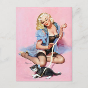 Kitty Pin Up Postcard