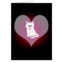 Kitty Pink Heart Card