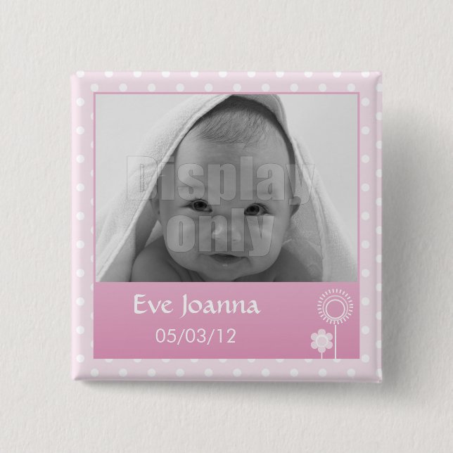 Kitty - pink pin's 15 cm square badge (Front)