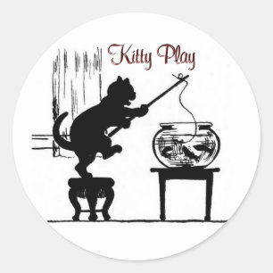 Kitty Play Cat Silhouette Stickers