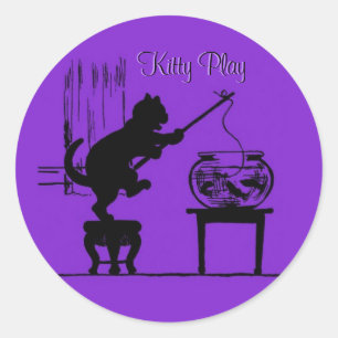 Kitty Play Purple Cat Silhouette Stickers