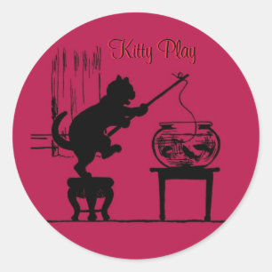 Kitty Play Red Cat Silhouette Stickers