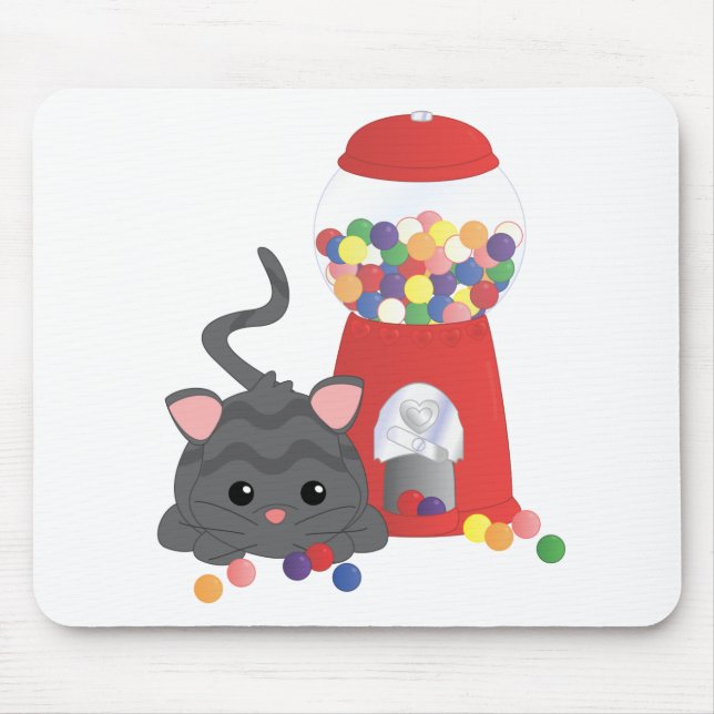 Kitty Playing with Gumballs Mouse Mat (Front)
