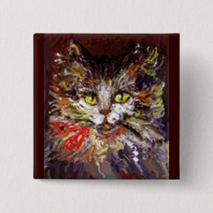 KITTY PORTRAIT 15 CM SQUARE BADGE