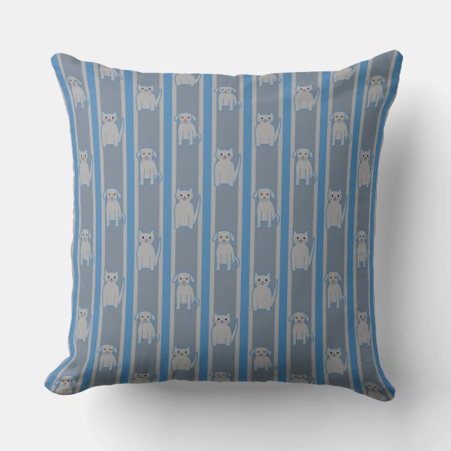 Kitty & Puppy Striped Cushion (Front)