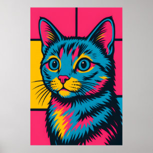 Kitty Retro Pop Art Cat Poster