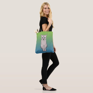 Kitty Sitting Turquoise Tote Bag