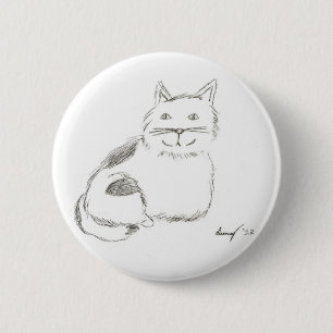 Kitty Sketch Button - Round