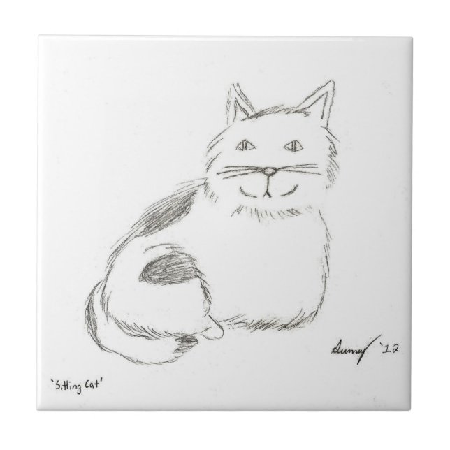 Kitty Sketch Tile (Front)