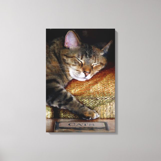 Kitty Sleepy Book Canvas Print (Front)