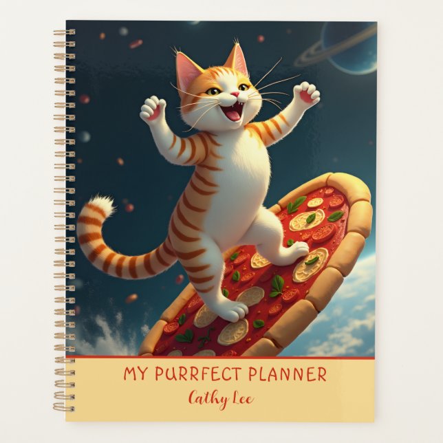 Kitty Space Surfing On Pizza Planner (Front)