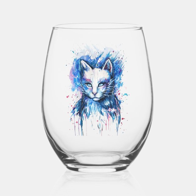 Kitty Stemless Wine Glass (Front)