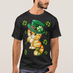 Kitty  StPatricks Day Cat Shamrock  T-Shirt