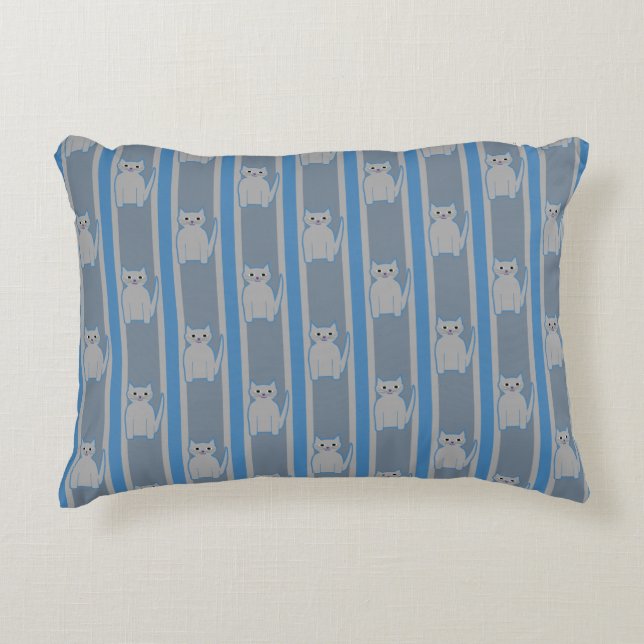 Kitty Striped Decorative Cushion (Front)