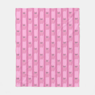 Kitty Striped Fleece Blanket