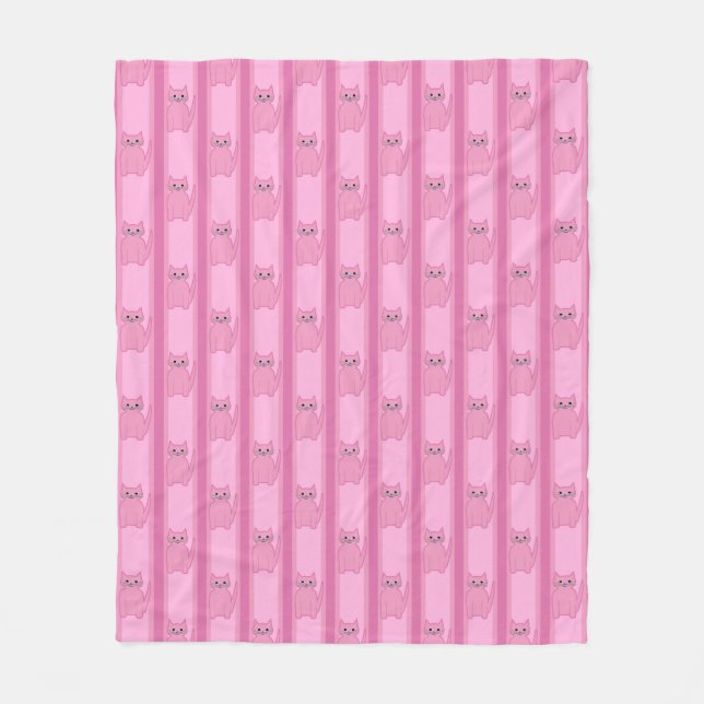 Kitty Striped Fleece Blanket (Front)