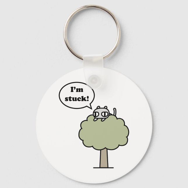 Kitty Stuck In Tree Key Ring (Front)