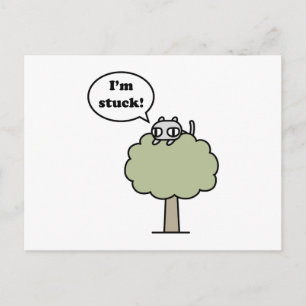 Kitty Stuck In Tree Postcard