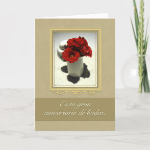 Kitty & Tea Roses Gran Aniversario de Bodas Card