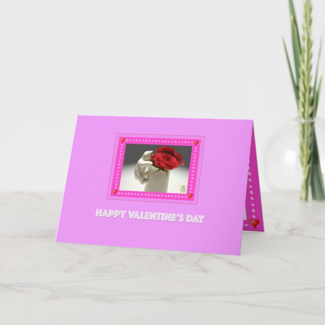 Kitty & Tea Roses Valentine Card (Front)