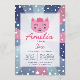 Kitty themed birthday party invitation