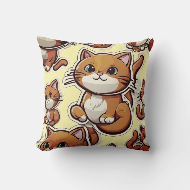 Kitty Time Throw Pillow (Front)