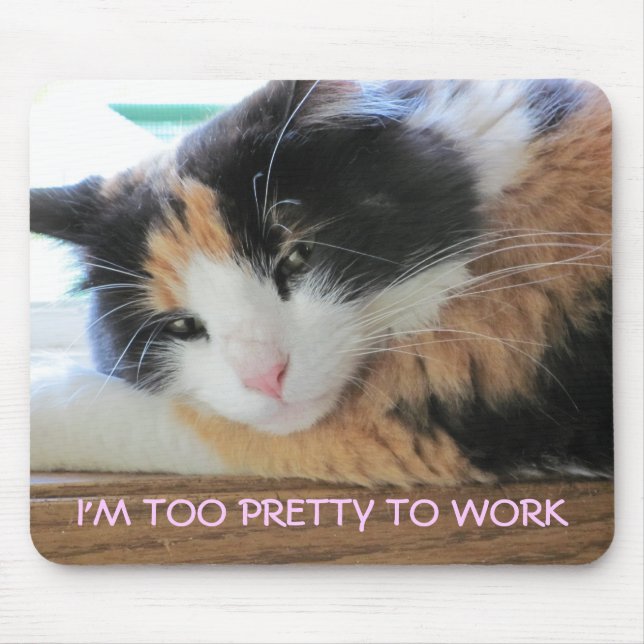 KITTY TOO PRETTY TO WORK MOUSE MAT (Front)