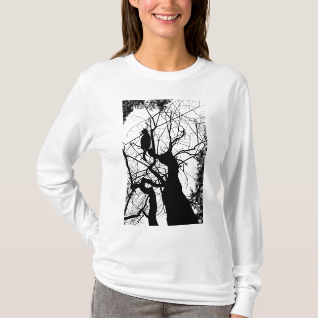 KITTY TREE SILHOUETTE B&W T-Shirt (Front)