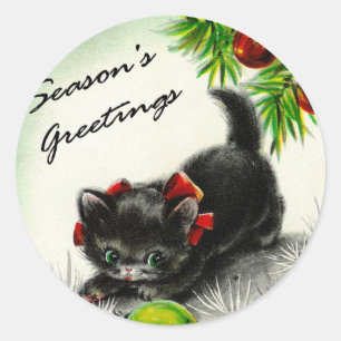 Kitty Under the Tree Classic Round Sticker