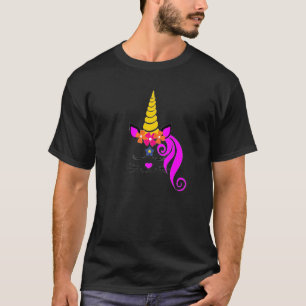 Kitty Unicorn Caticorn Face Kitten Cat Girls T-Shirt