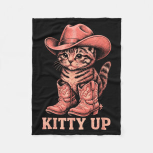 Kitty Up Vintage Western Country Music Funny Fleece Blanket