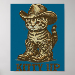 Kitty up vintage western country music funny poster