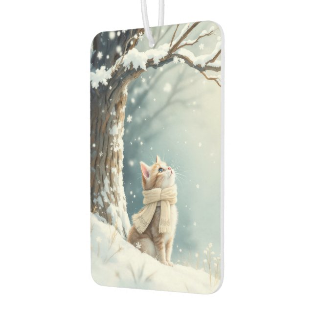 Kitty Watching Snowflakes Car Air Freshener (Left)