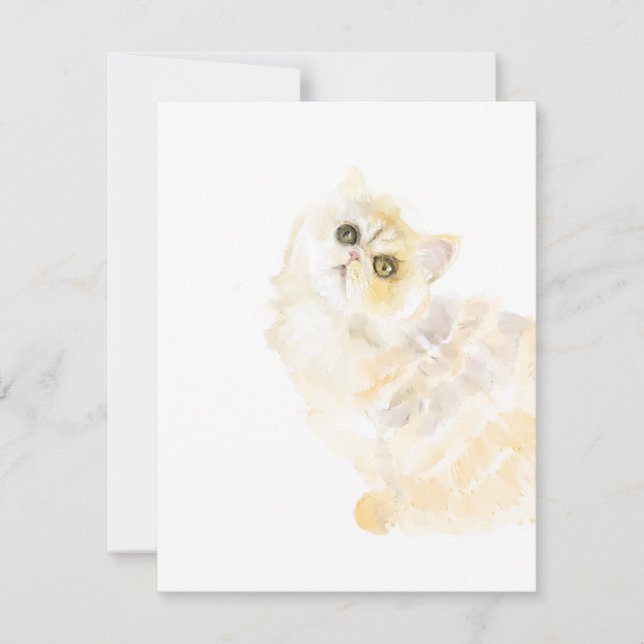 Kitty Watercolor Art by Shelley Thank You Card (Front)