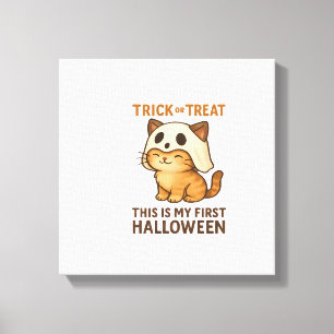 kitty wearing a mask ready for his first Halloween Canvas Print