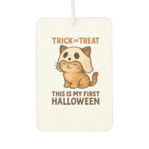 kitty wearing a mask ready for his first Halloween Car Air Freshener