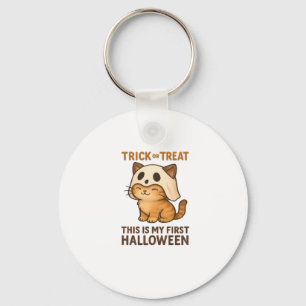 kitty wearing a mask ready for his first Halloween Key Ring