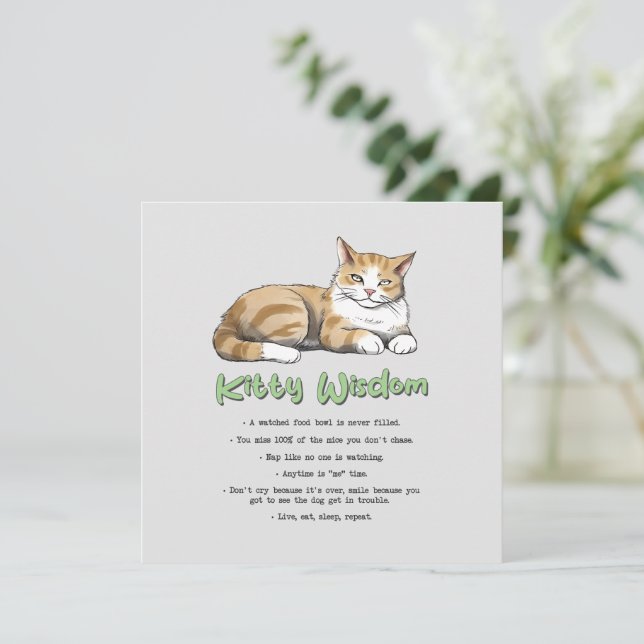 Kitty Wisdom – Funny Cat Rules with a Brown Cat (Standing Front)