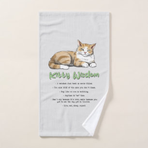 Kitty Wisdom – Funny Cat Rules with a Brown Cat Bath Towel Set