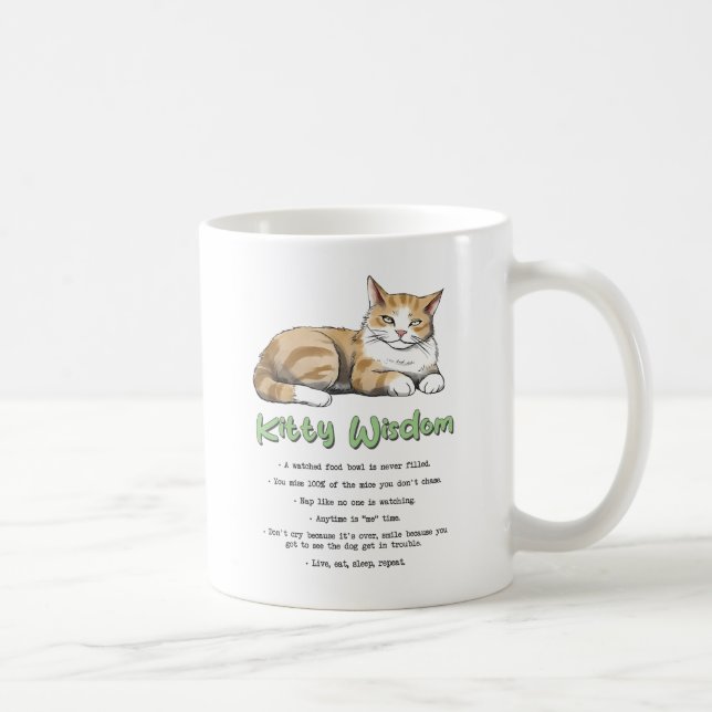 Kitty Wisdom – Funny Cat Rules with a Brown Cat Coffee Mug (Right)